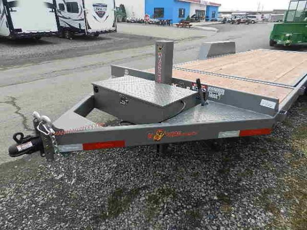 BWise 7 x 22 Low Profile Split Tilt Equipment Trailer - Image 2